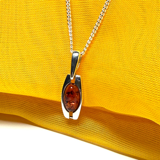 real amber sterling silver necklace
