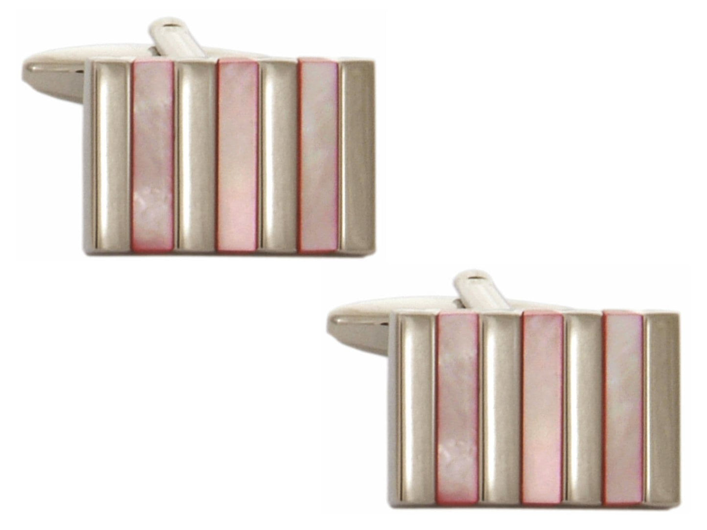 Rectangle cufflinks silver plated pink mother of pearl