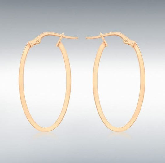 Rose Gold Plain Oval Hoop Earrings