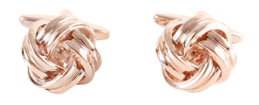 Rose gold plated round fancy knot shaped cufflinks