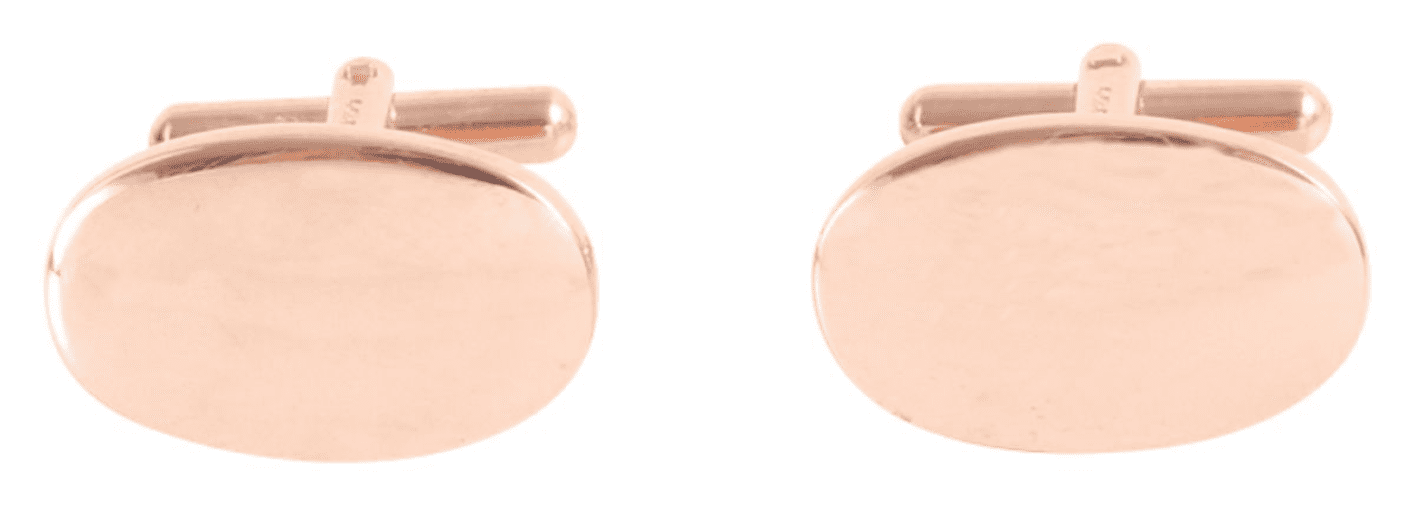 Rose gold plated sterling silver plain oval cufflinks T bar fitting