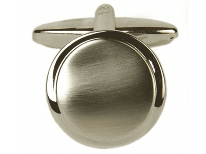 Round brushed cufflinks chrome plated