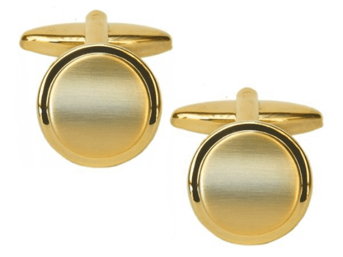 Round gold plated brushed cufflinks