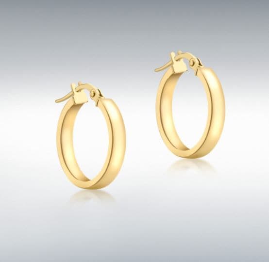 Round yellow plain polished round hoop earrings 18 mm