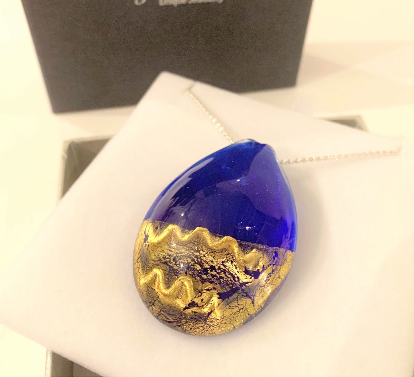 Royal Blue Murano Glass Ellipse Necklace