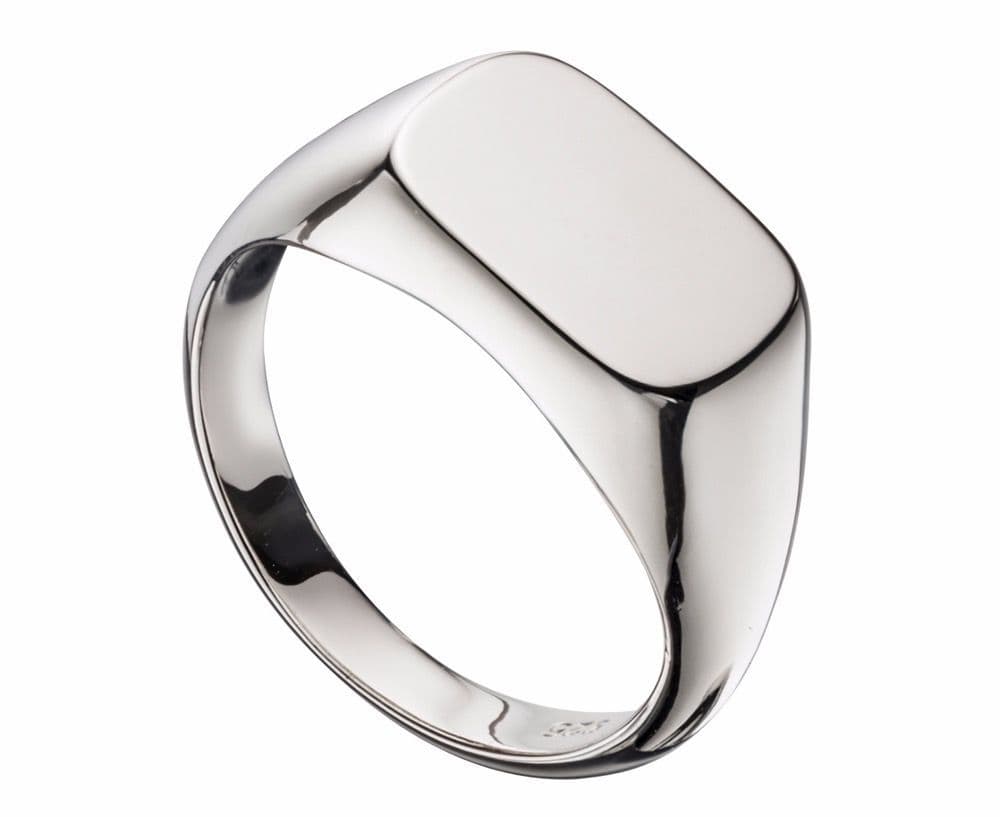 Silver Men's Gents Heavyweight Rounded Oblong Signet Ring