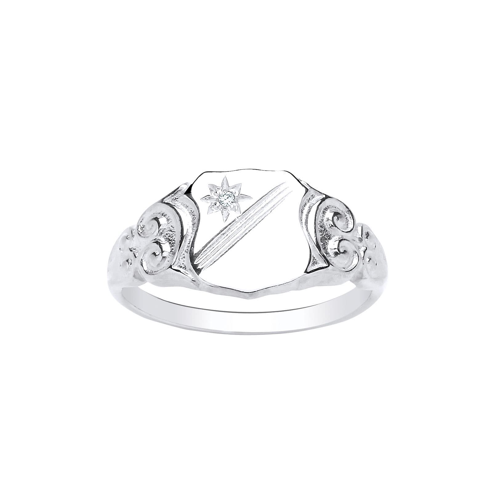 Shield Set Rings Silver Patterned Shield Shape Mens Stone Set Signet Ring – Sarah Beth ...