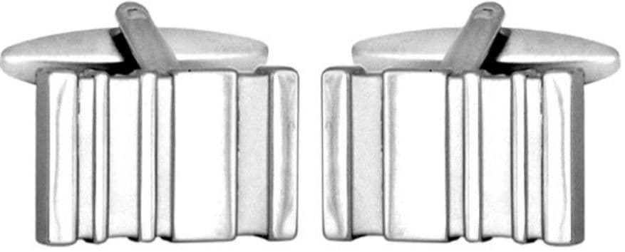 Silver plated rectangle patterned cufflinks