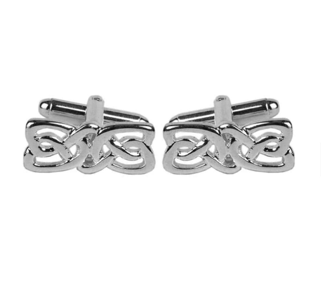Silver plated rectangle shaped fancy celtic design cufflinks
