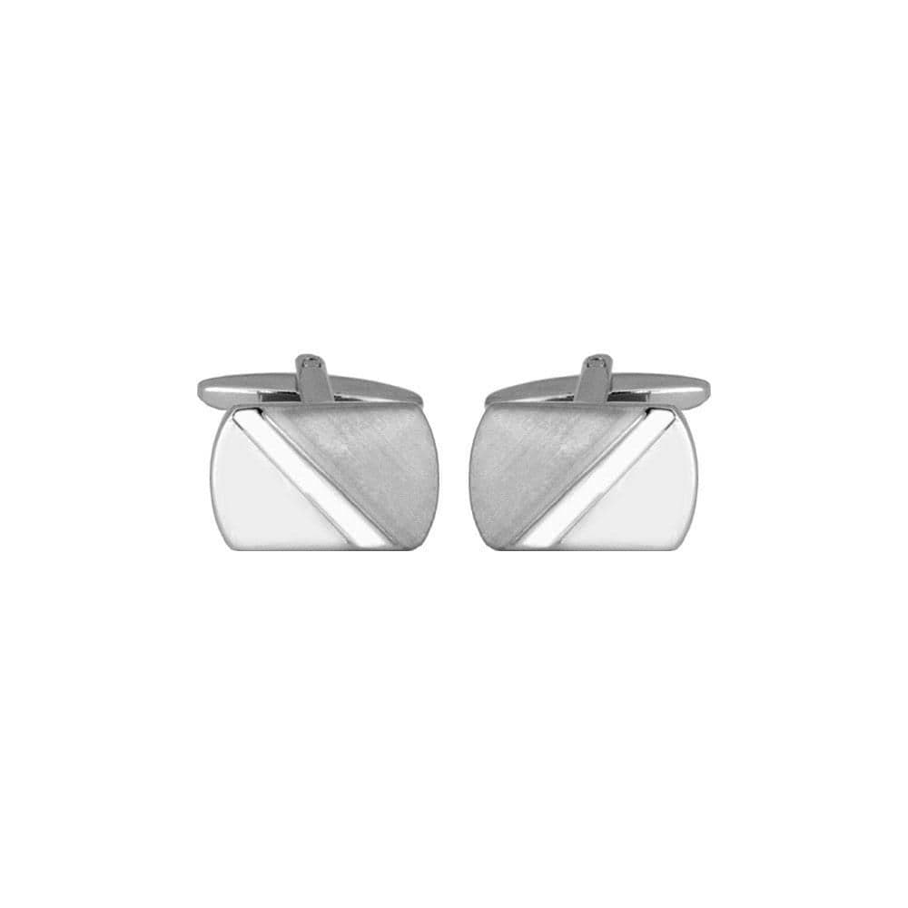 Silver plated rectangle shaped two tone design cufflinks