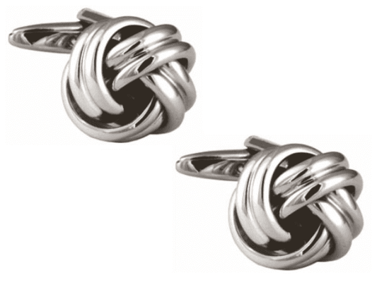 Silver plated round fancy knot cufflinks