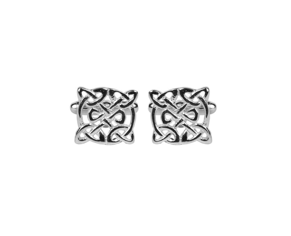 Silver plated square shaped fancy Celtic design cufflinks