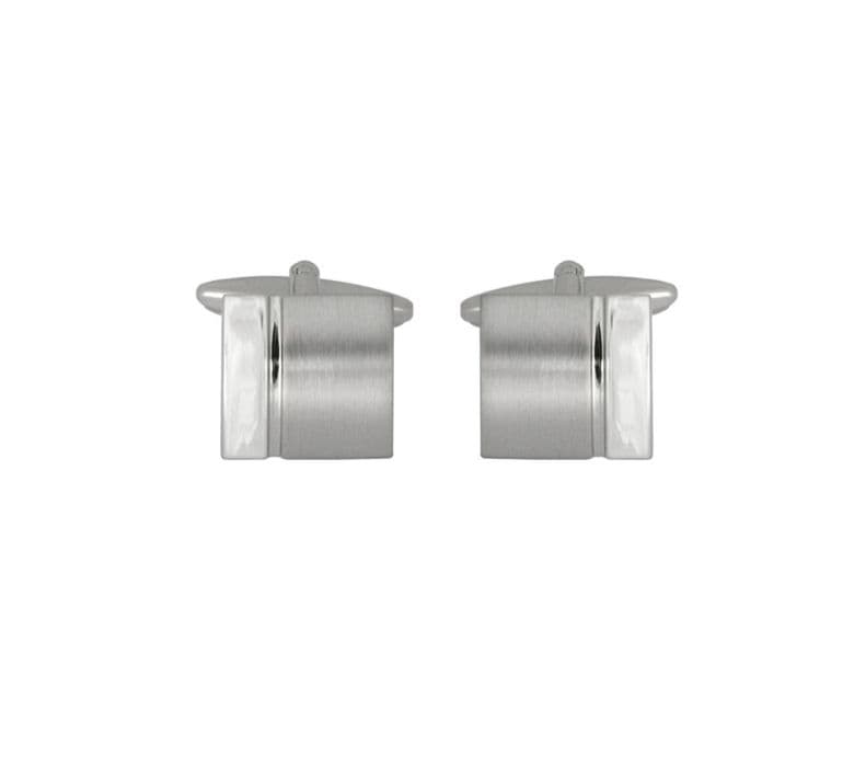 Silver plated square shaped two tone design cufflinks
