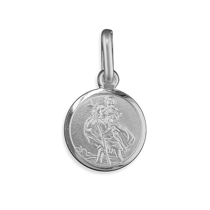 Small Round Solid Sterling Silver St. Christopher Necklace