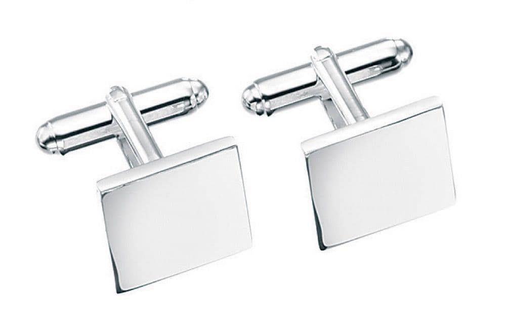 Solid sterling silver square plain cufflinks