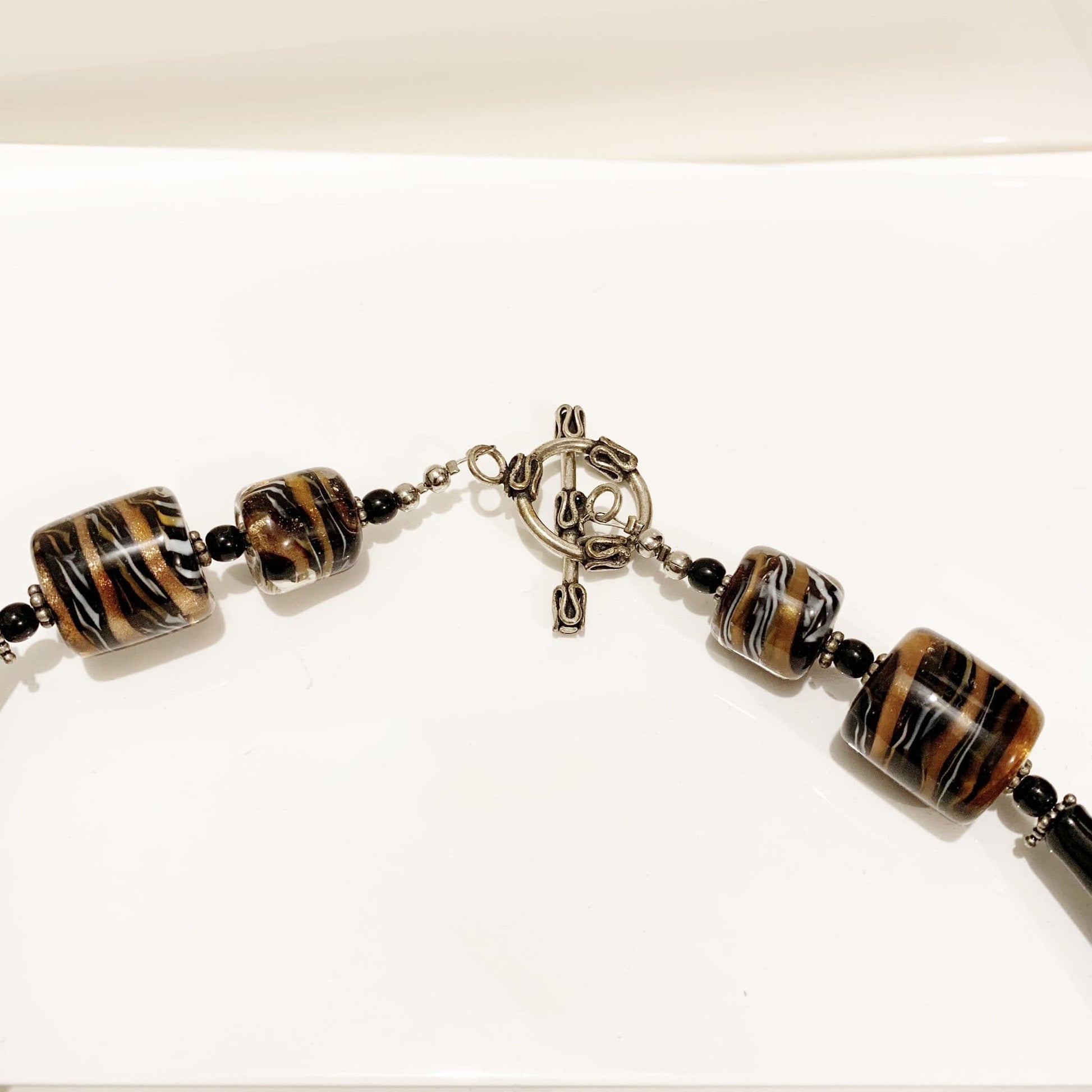 Spectacular Large Black Hand Blown Murano Glass Necklace