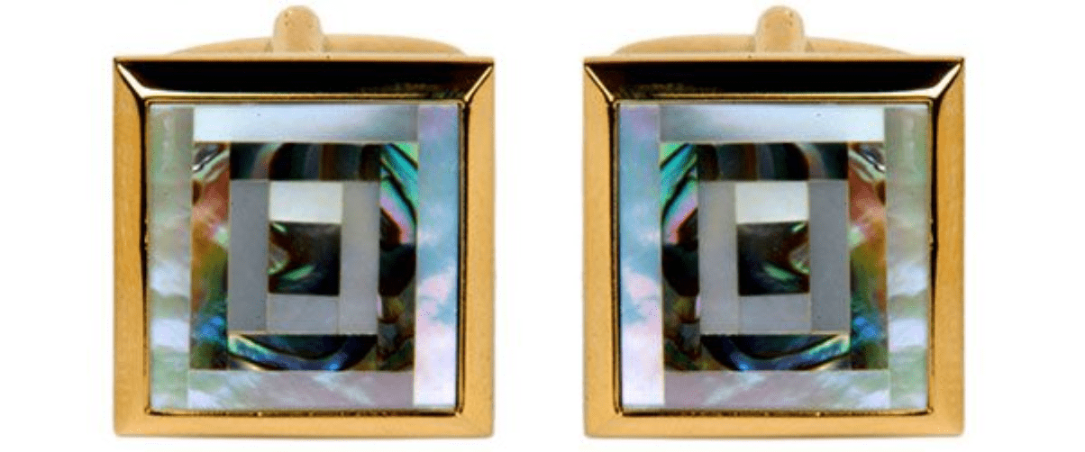 Square mother of pearl and abalone cufflinks gold plated