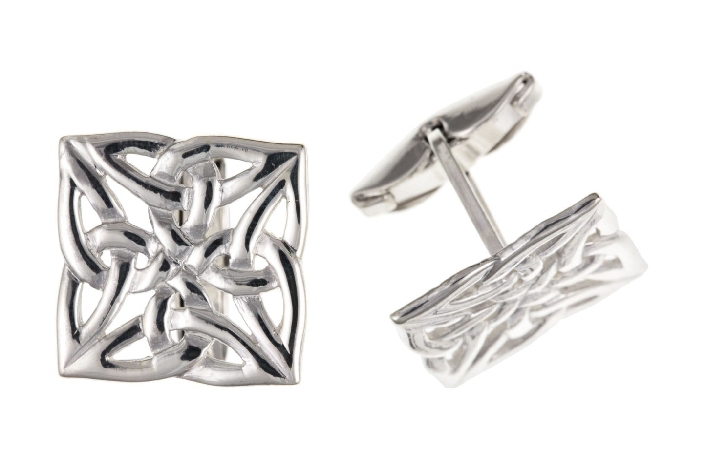 Squares sterling silver celtic design square cufflinks