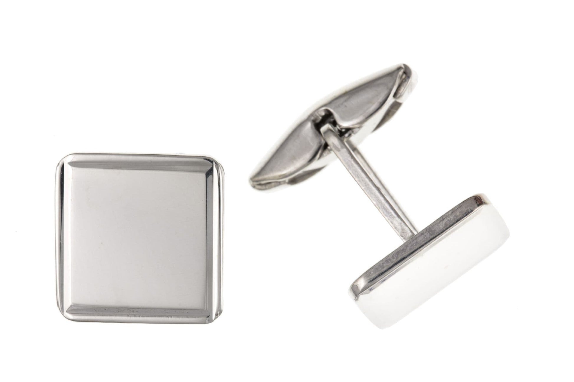 Square sterling silver plain edged square cufflinks
