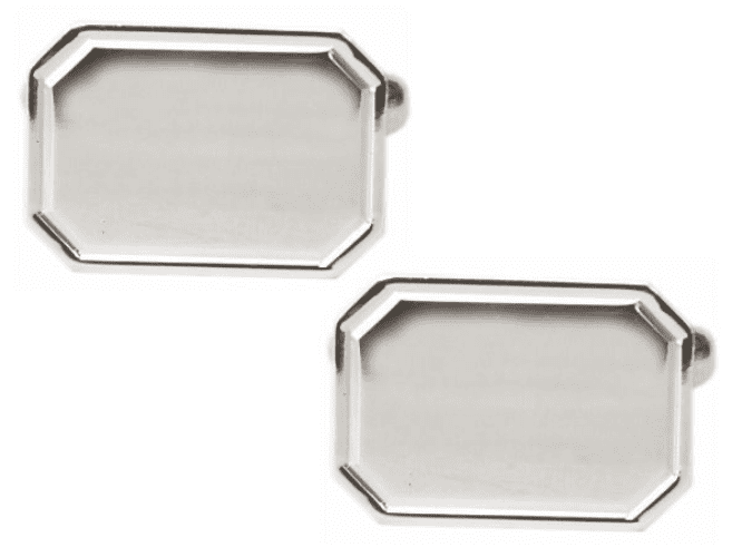 Sterling silver diamond cut edged octagonal cufflinks with T bar fitting
