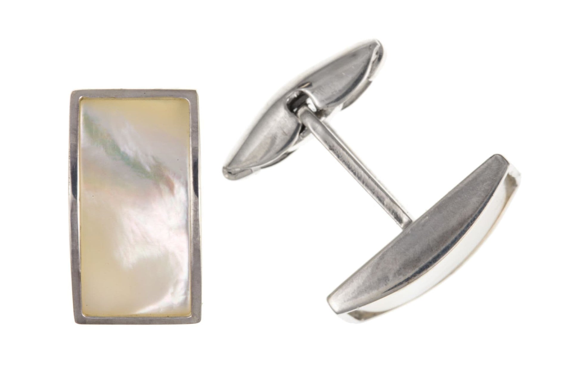 Sterling silver mother of pearl rectangular cufflinks
