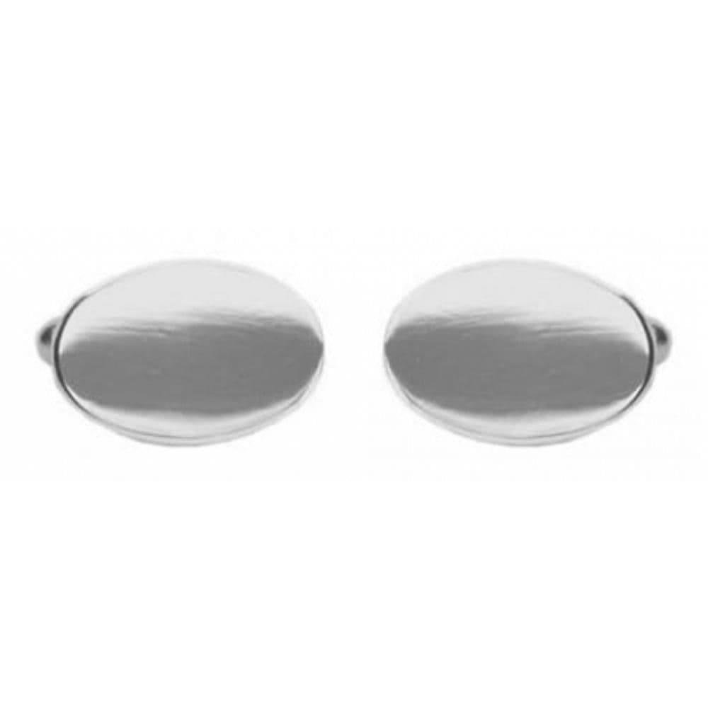 Sterling silver oval plain cufflinks T bar fitting