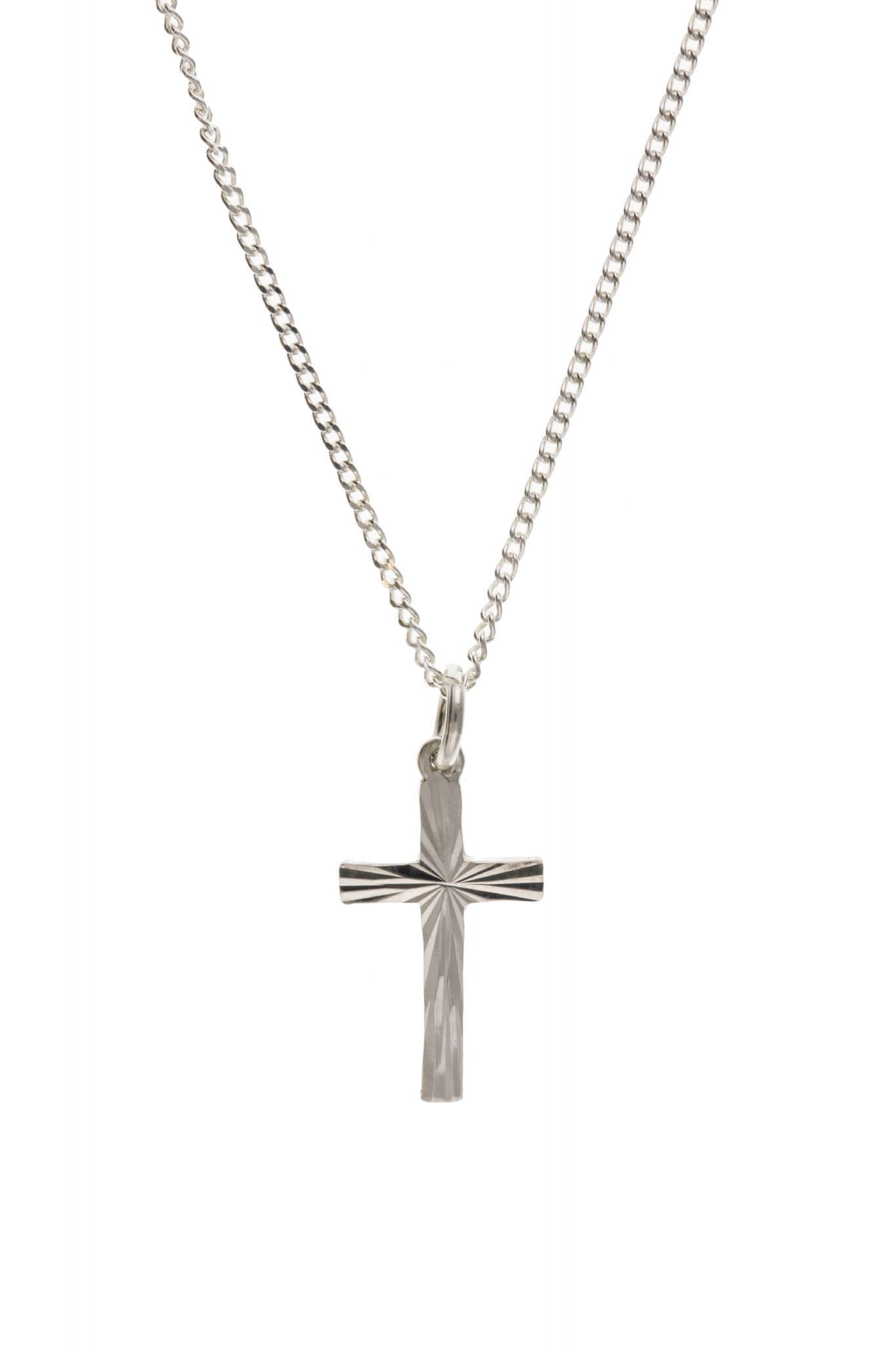 Sterling Silver Patterned Cross Including Chain