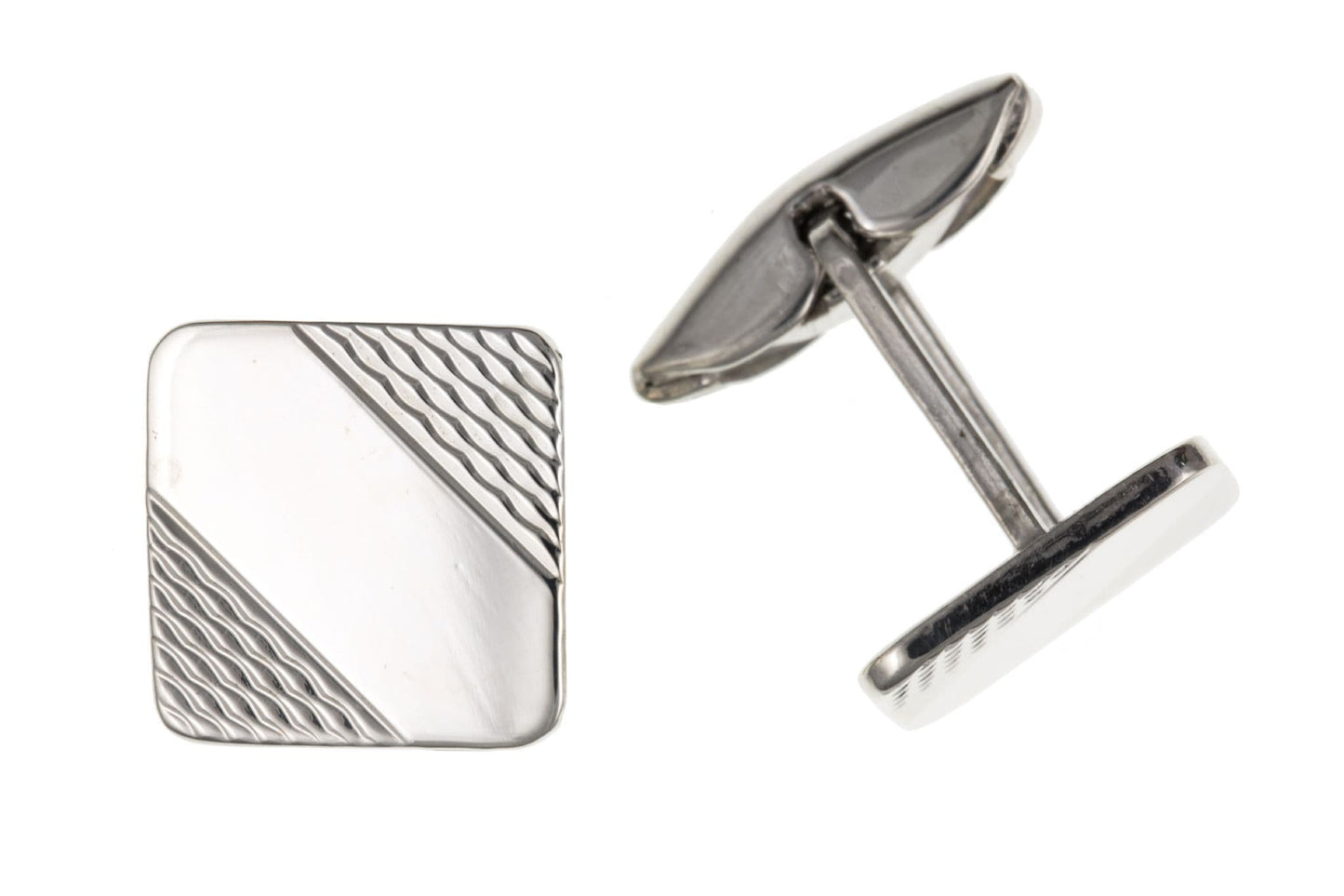 Sterling silver patterned stripe square cufflinks