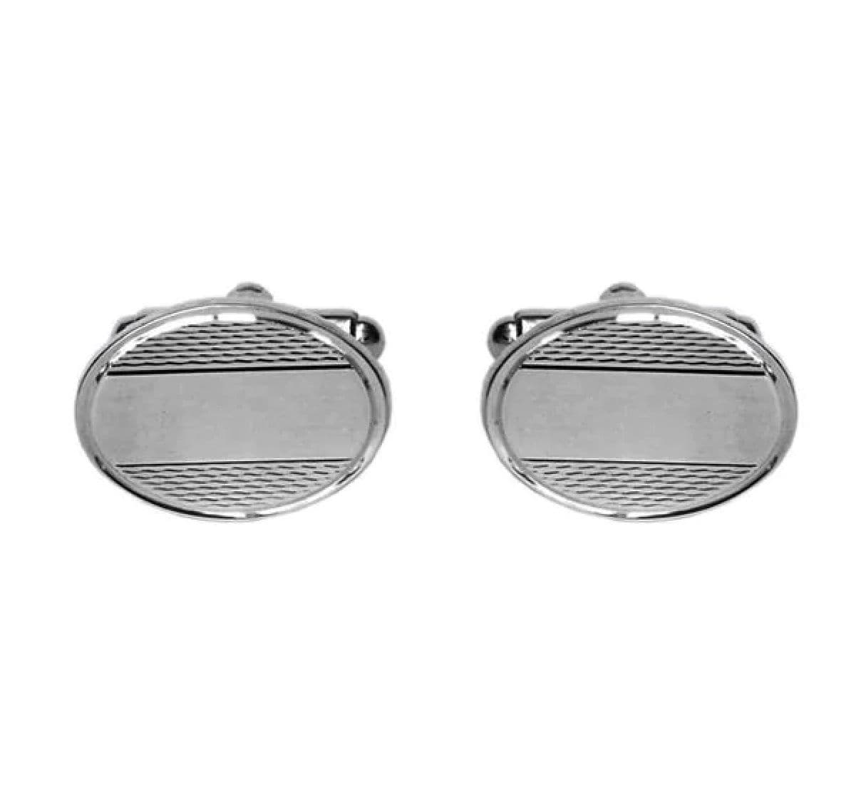 Sterling silver patterned with plain centre oval cufflinks T bar fitting