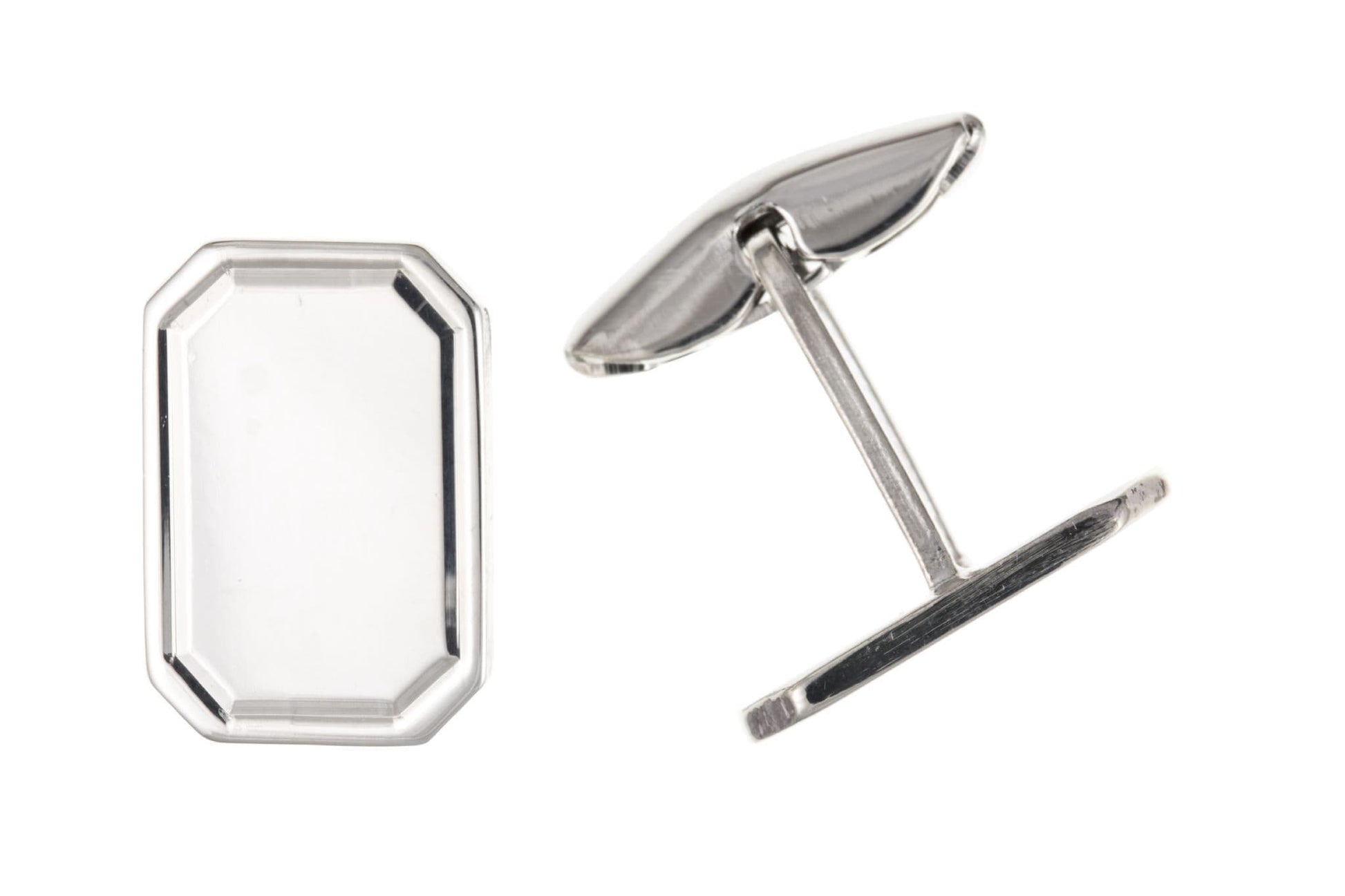 Sterling silver plain edged octagonal cufflinks with T bar fitting