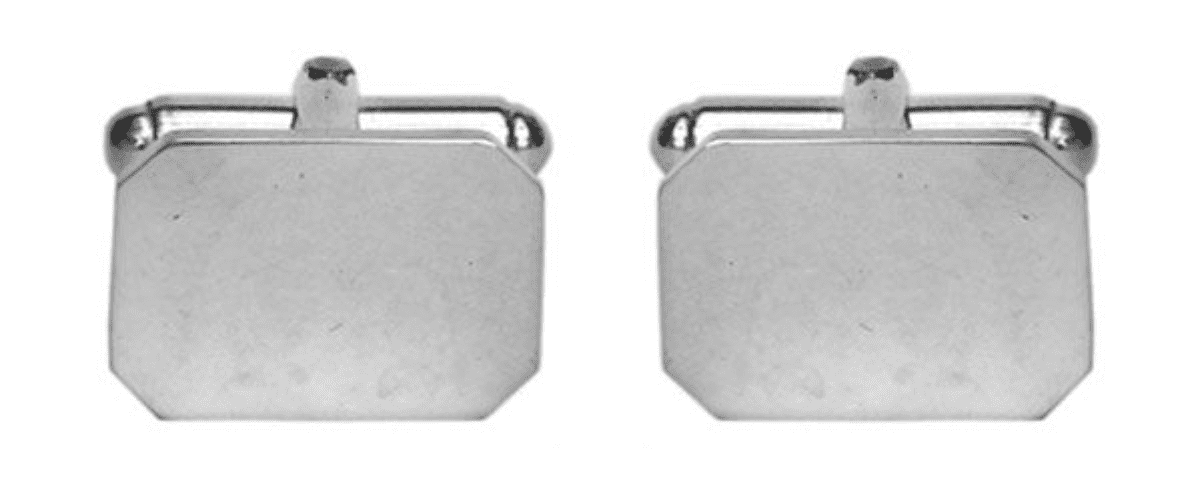 Sterling Silver Plain Octagonal Cufflinks With T Bar Fitting