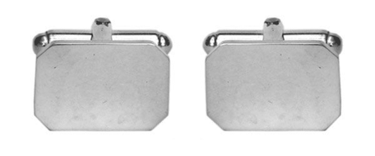 Sterling Silver Plain Octagonal Cufflinks With T Bar Fitting