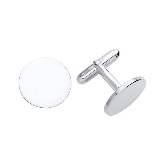 Sterling silver plain round cufflinks