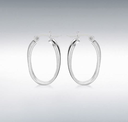 Sterling Silver Polished Oval Twisted Hoop Creole Earrings 25 mm x 16 mm