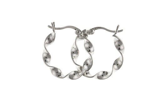Sterling Silver Polished Twisted Round Hoop Earrings 31 mm
