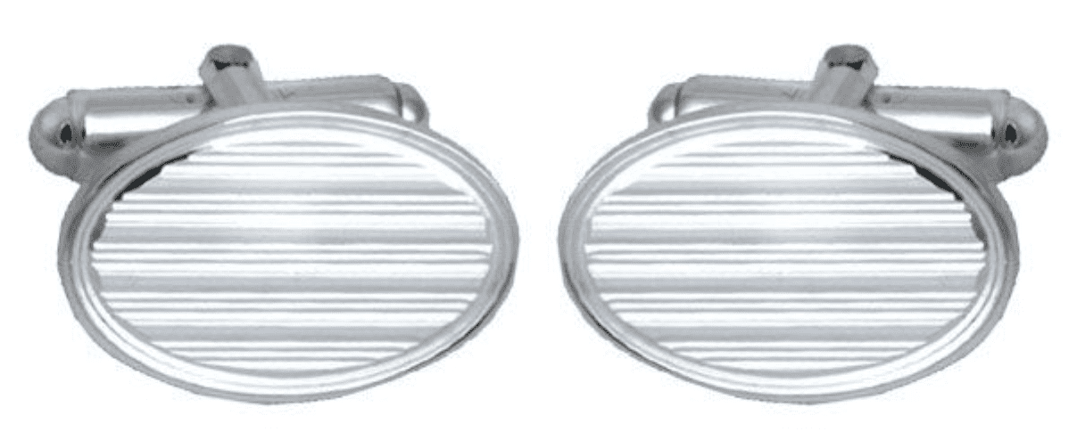 Sterling silver regency stripe oval cufflinks T bar fitting