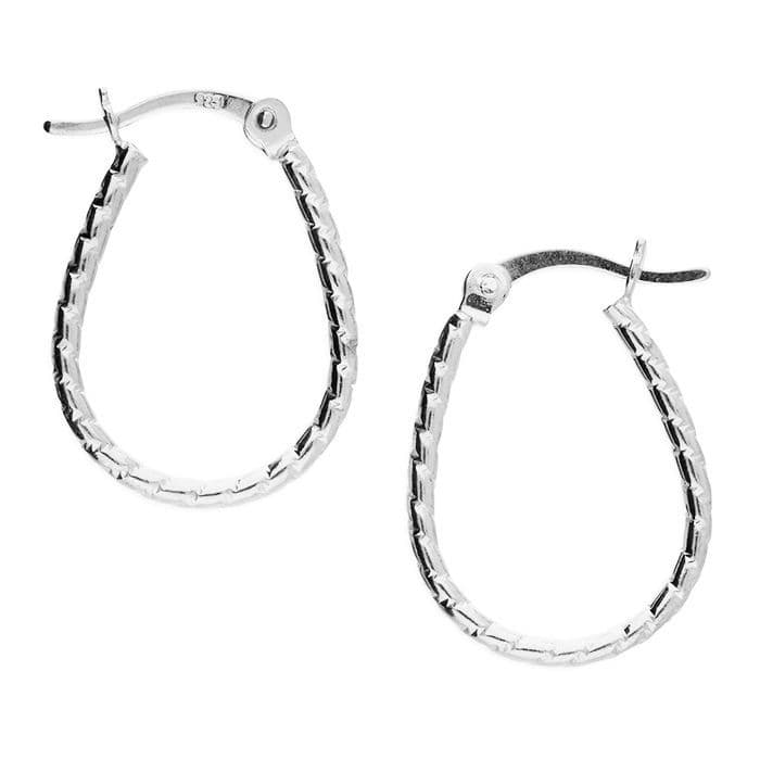 Sterling Silver Small Twisted Oval Hoop Earrings