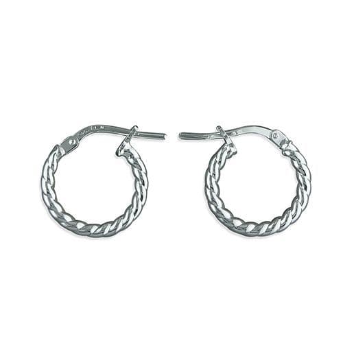 Sterling silver twisted round hoop 14 mm earrings