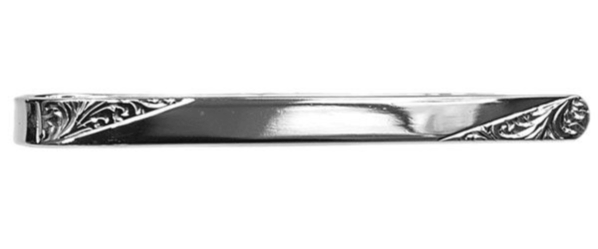 Tie Bar Sterling Silver Engraved Ends Tie Clip