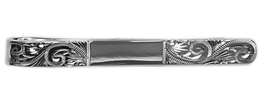 Tie Bar Sterling Silver Engraved With Centre Space Tie Clip