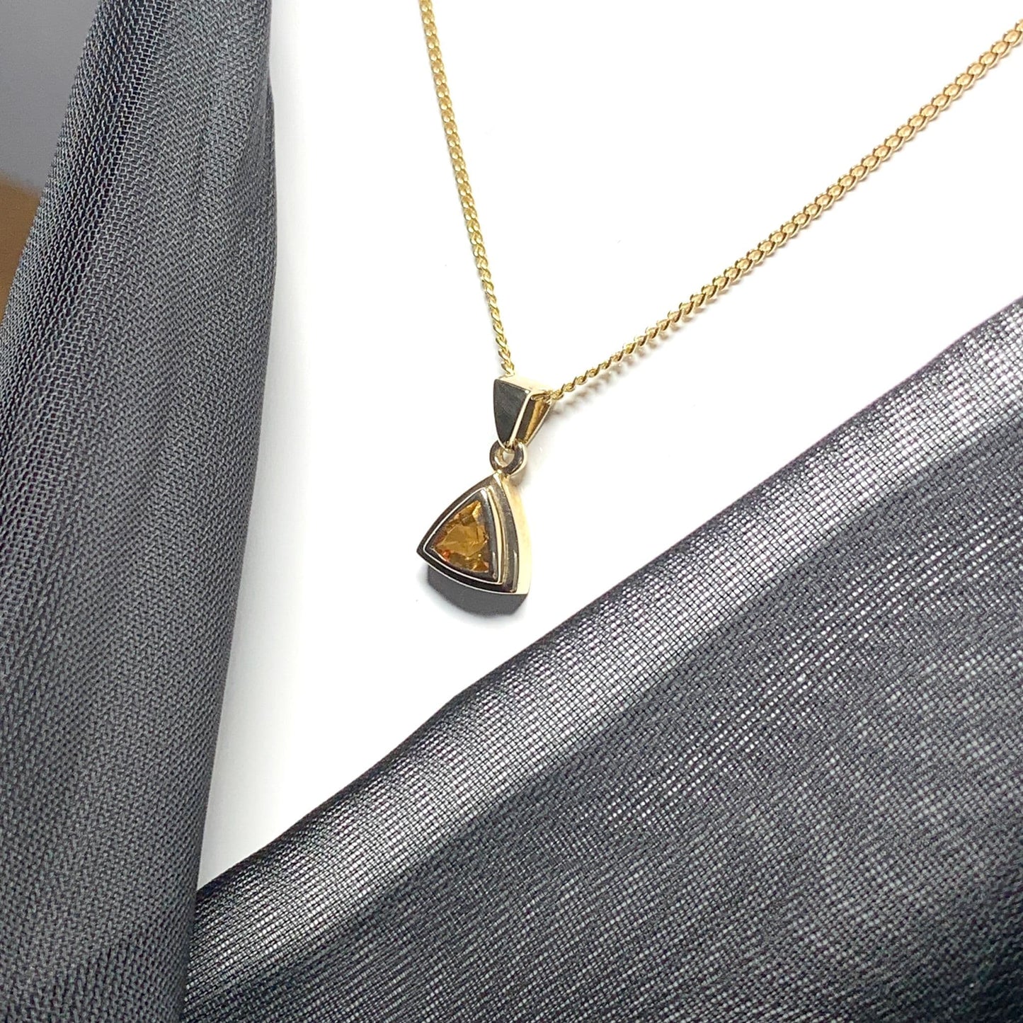 Triangle yellow citrine gold necklace