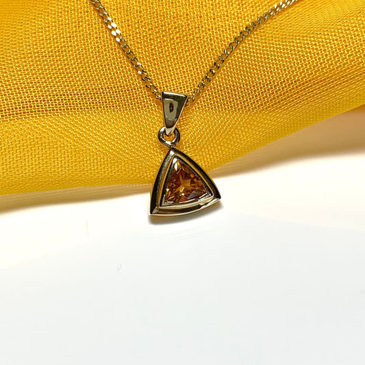 Triangle yellow citrine gold necklace