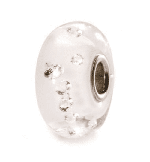 Trollbeads Diamond Bead with Zirconia, White Glass Bead TGLBE-00069