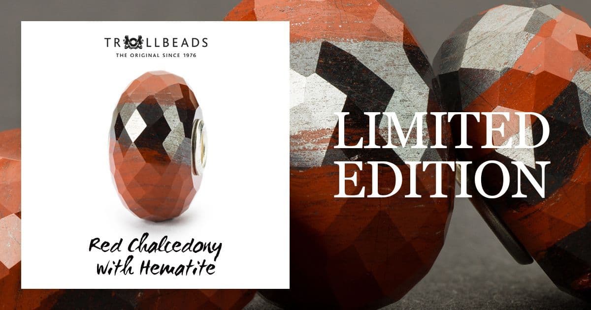 Red Chalcedony With Hematite Trollbeads TGLBE-20039 Limited Edition Bead  Black Friday Release 2021 