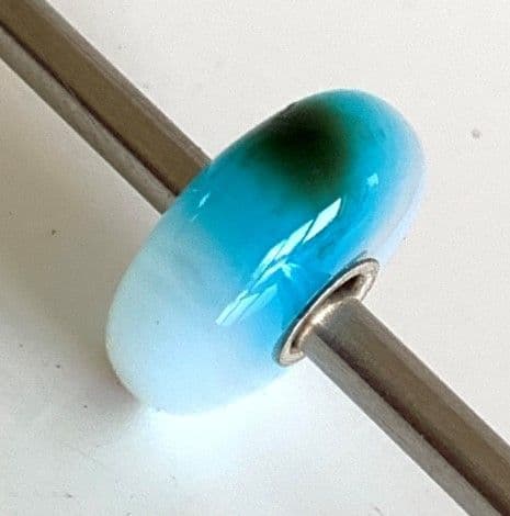 Trollbeads Turquoise Blue Striped Agate Bead With Brown Dots