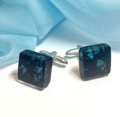 Turquoise Black Murano Glass Cufflinks