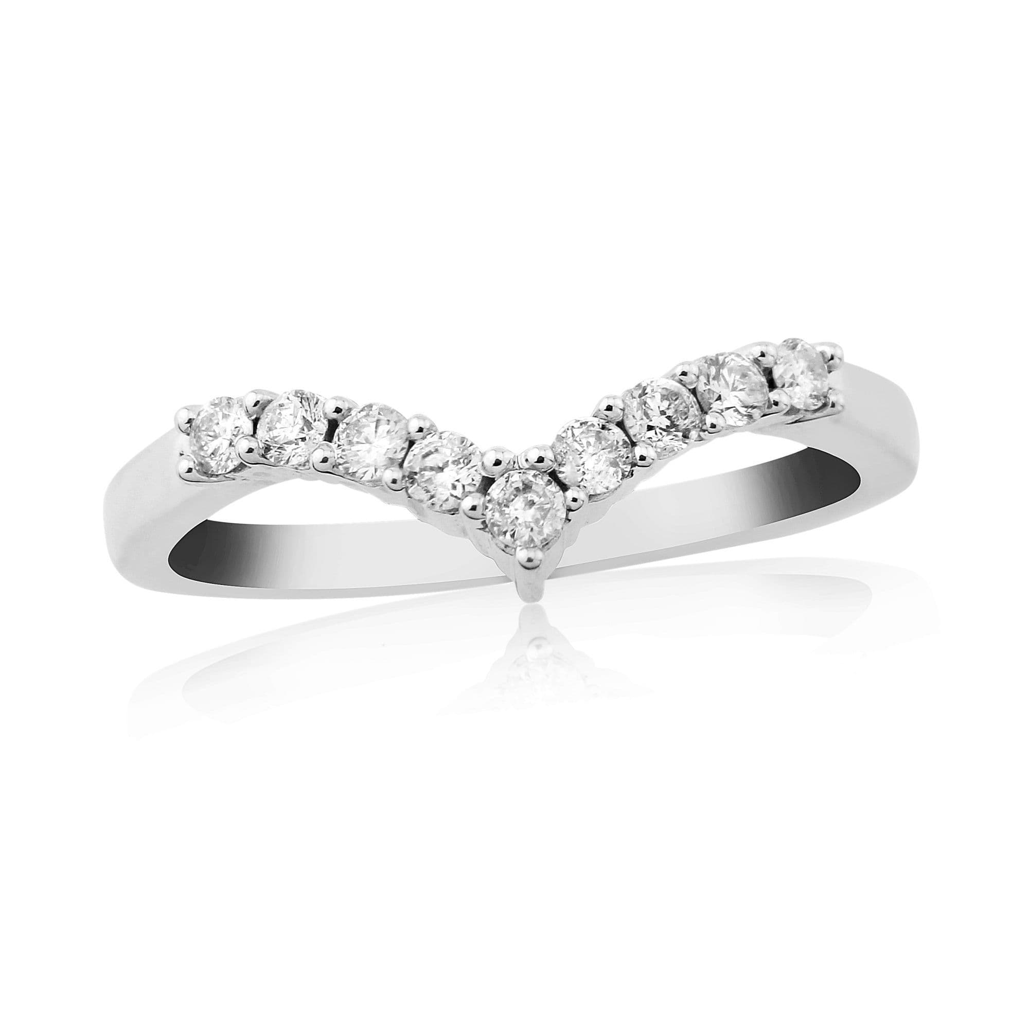 Diamond Wishbone Half Eternity Ring 0.15ct, 9k White Gold