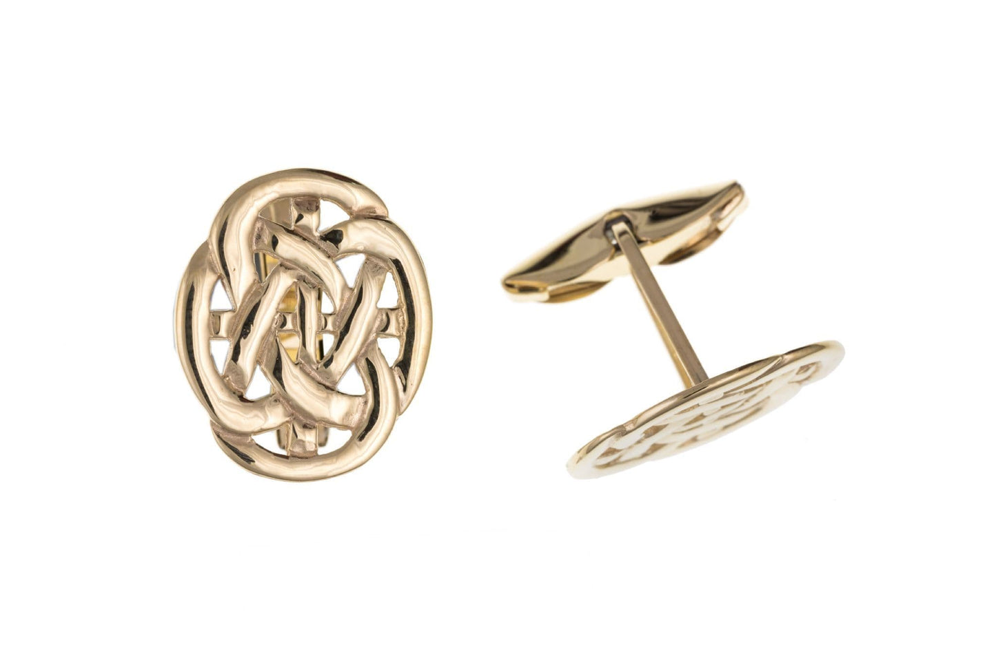 Yellow gold celtic design patterned cufflinks