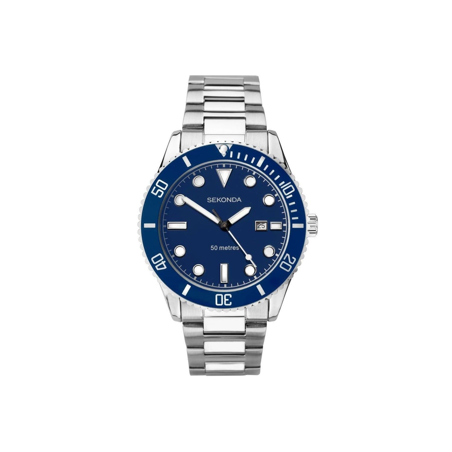 1789 Sekonda Men's Round  Blue Stainless Steel Bracelet Watch With Date Feature
