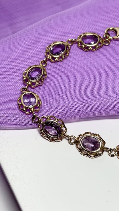 Amethyst yellow gold bracelet